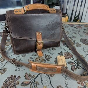 Rare John Fluevog Dark Brown Leather Briefcase